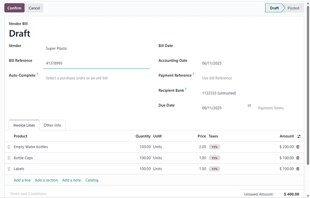 ravi garg, master software solutions, odoo, resupply subcontracting, generate bill, bill reference