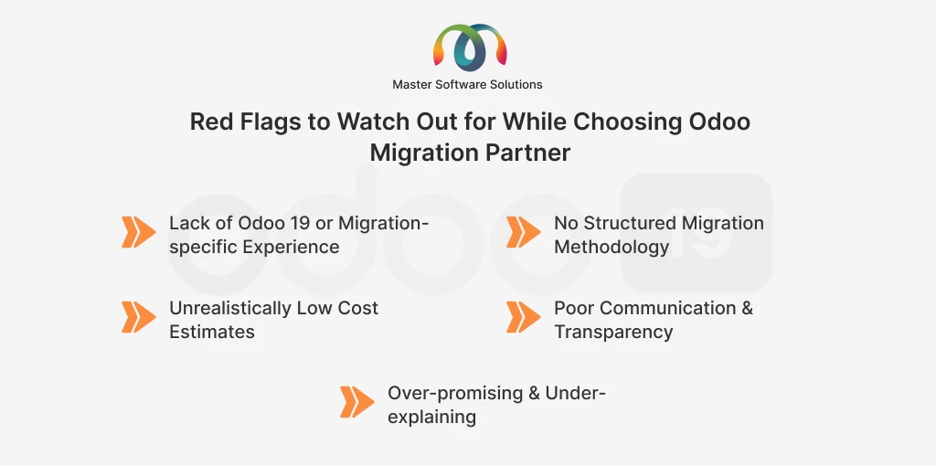 ravi garg, master software solutions, red flags, oddo migration partner, odoo19 migratuion-specific experience, unstructured migration methodology, low cost estimates, poor communication, no transparency, over-promising, under explaining